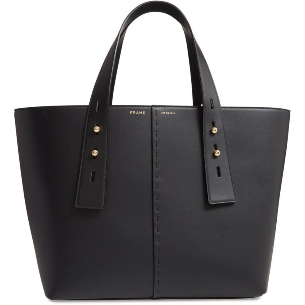 FRAME Les Second Tote in Black Leather (Discontinued Rare Handbag)